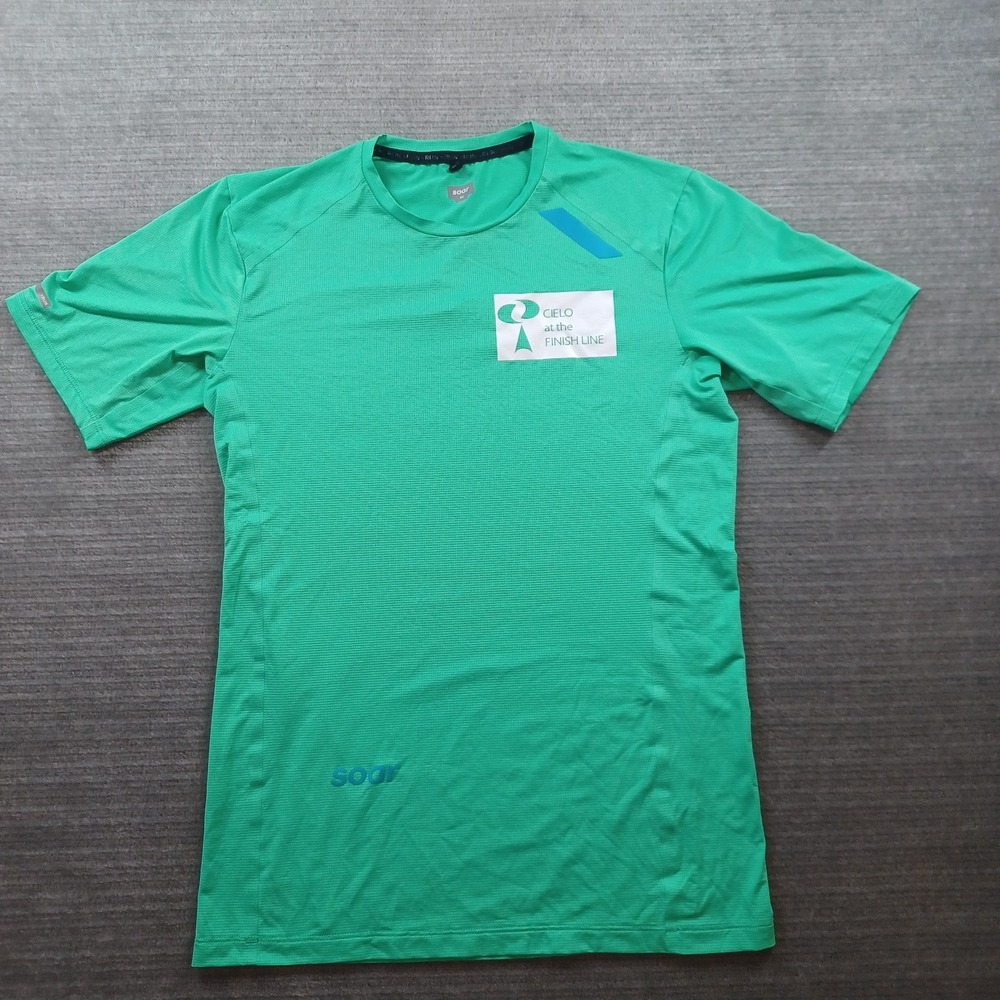 Soar Running Eco Tech Short Sleeve Shirt Mens‎ XS Green Lightweight Stretch